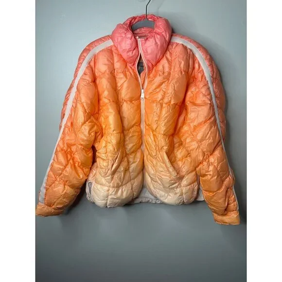 Free People Orange and Pink Puffer Jacket - Picture 4 of 6